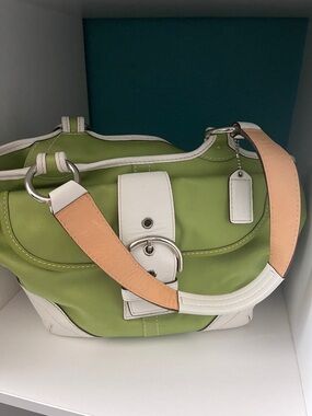 Retired Coach Green and White Shoulder Bag